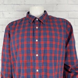 UNTUCKit Shirt Men's 3XLT Tall Long Sleeve Button Up 100% Cotton Blue Plaid